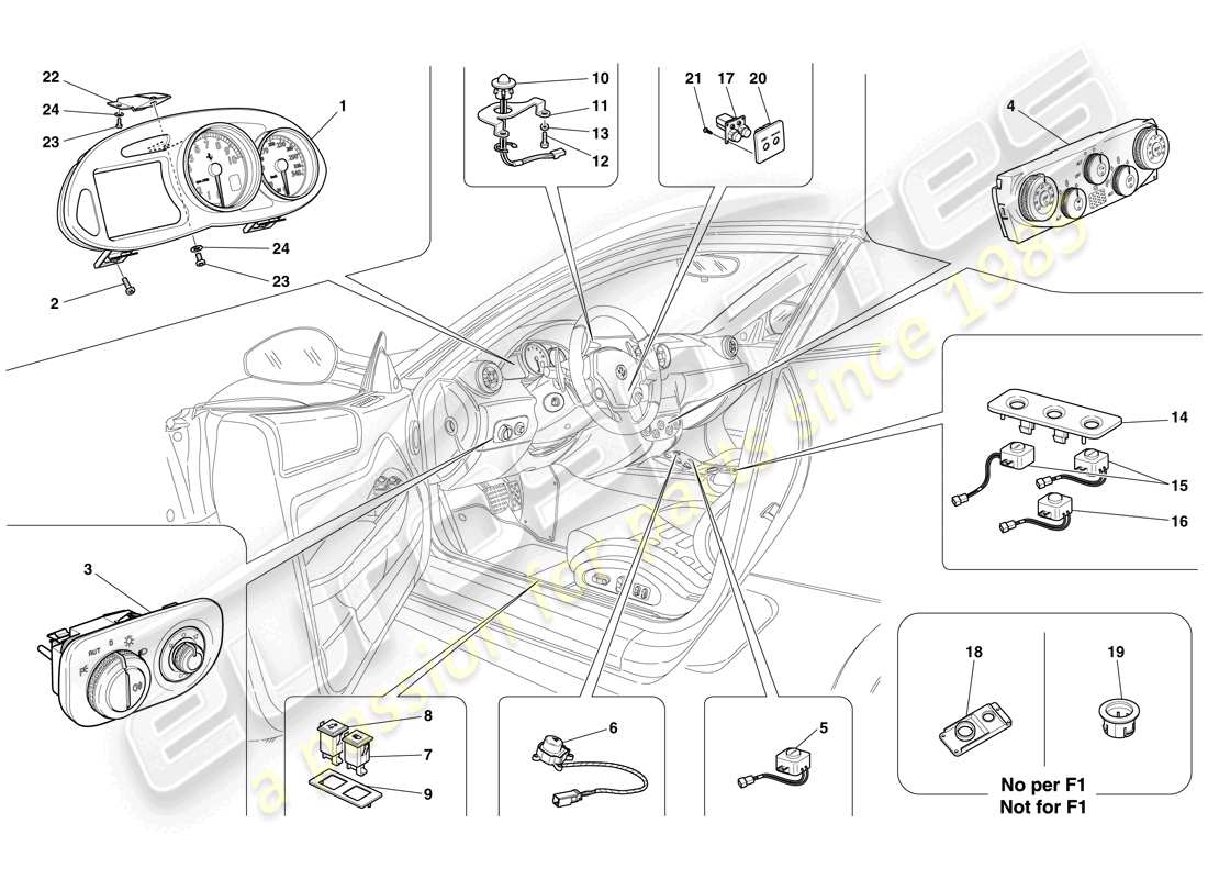 ferrari 599 gtb fiorano (rhd) instrumentation schéma des pièces