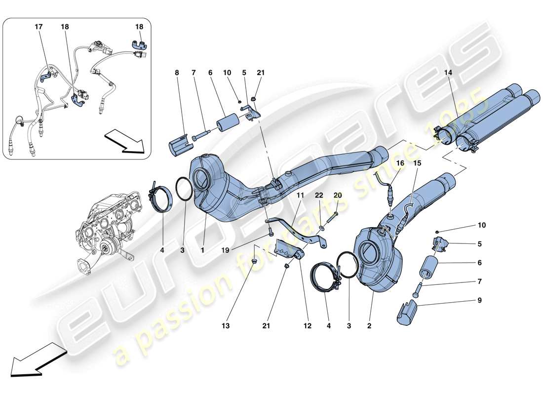 ferrari gtc4 lusso t (usa) diagramme des pièces des convertisseurs pré-catalytiques et des convertisseurs catalytiques
