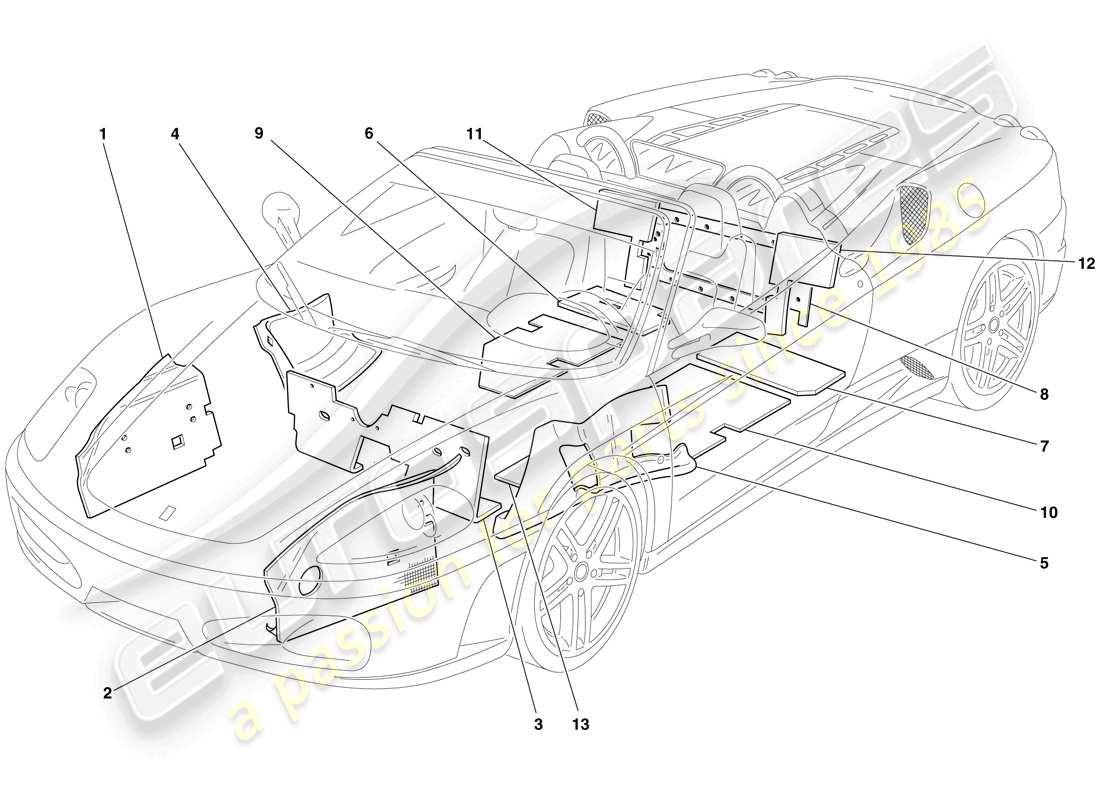 ferrari f430 spider (europe) isolation schéma des pièces