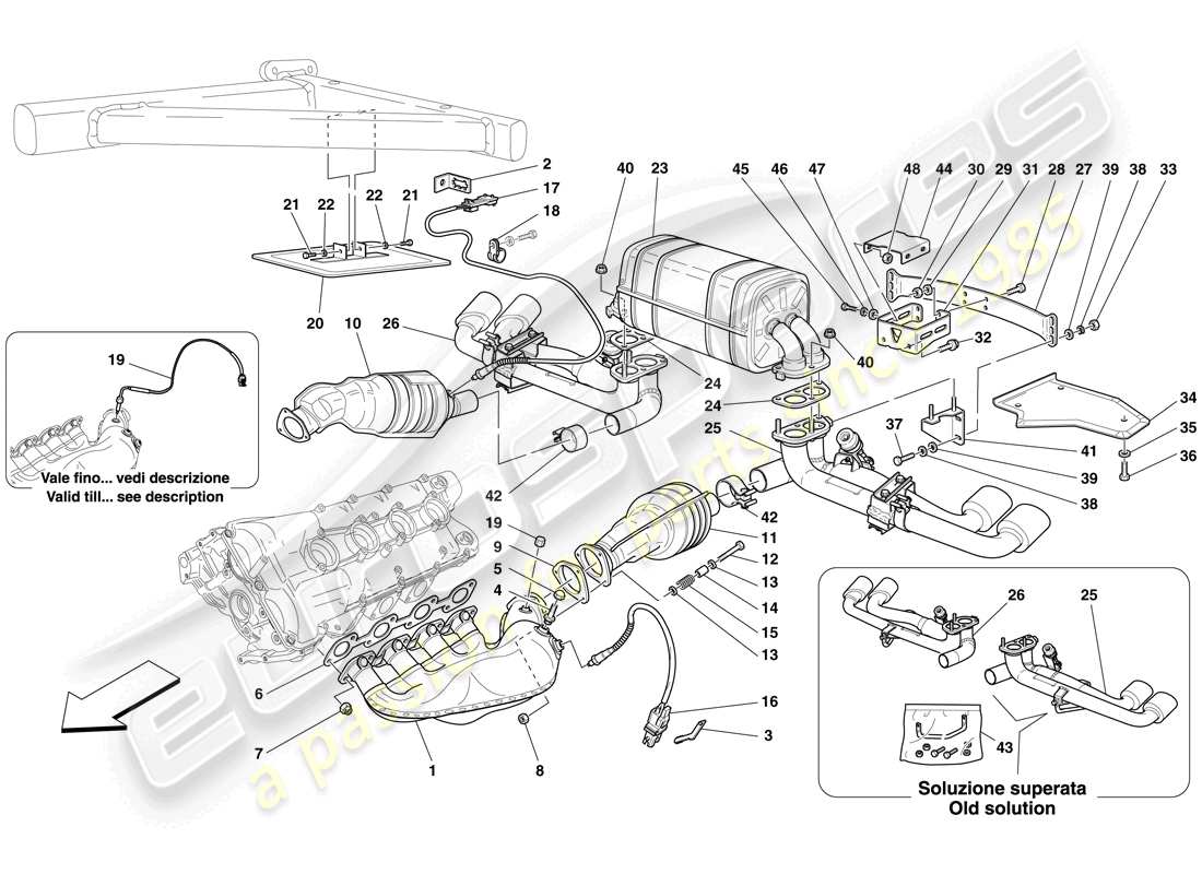 ferrari f430 spider (europe) système d'échappement de course schéma des pièces