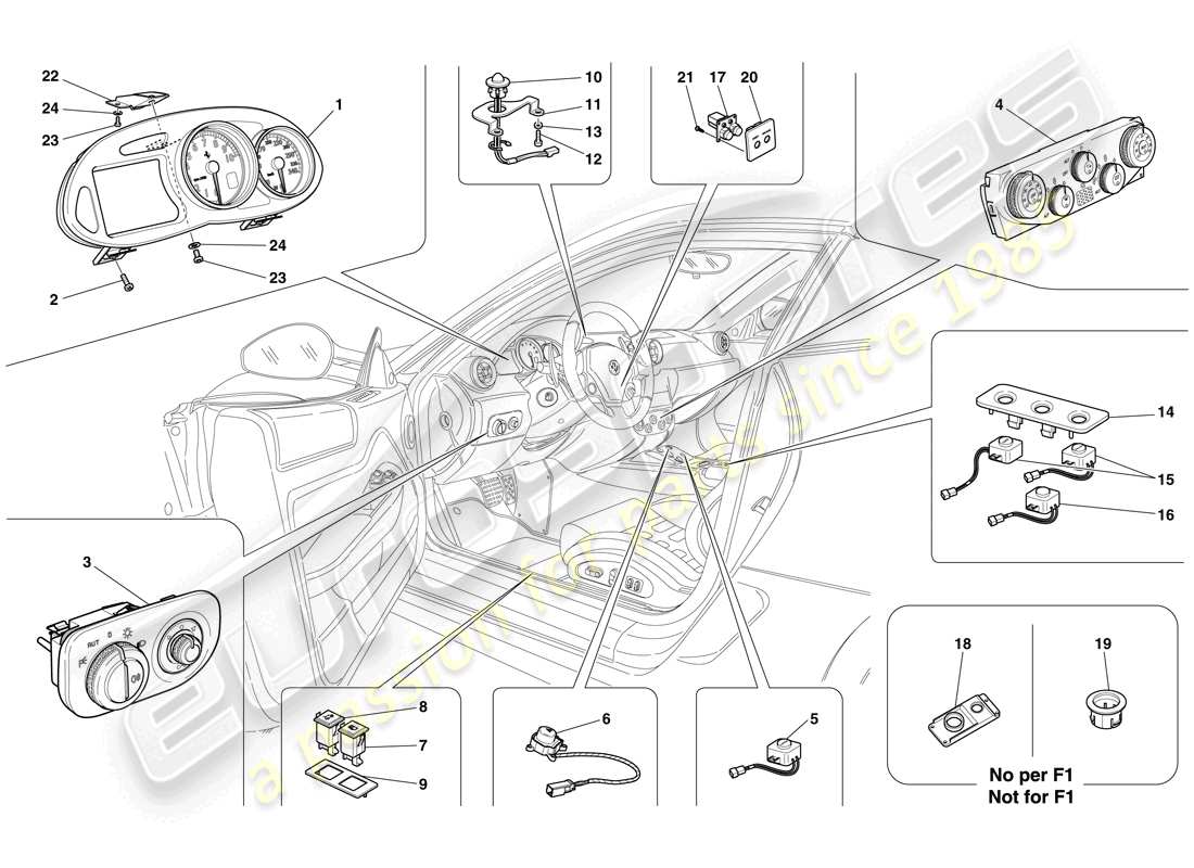 ferrari 599 gtb fiorano (usa) instrumentation schéma des pièces