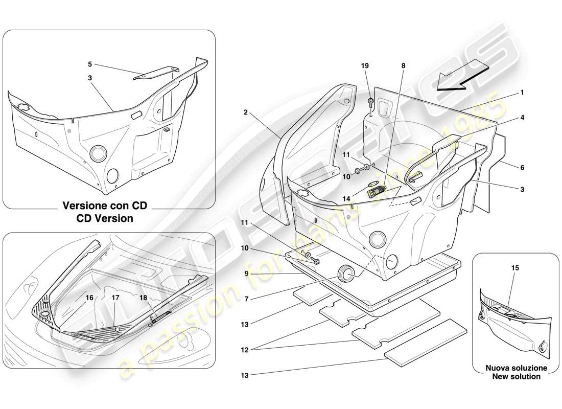 ferrari f430 spider (rhd) garniture du compartiment avant schéma des pièces