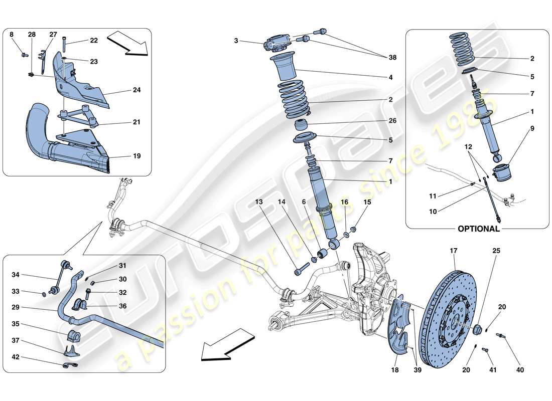 ferrari 812 superfast (usa) suspension avant - amortisseur et disque de frein schéma des pièces