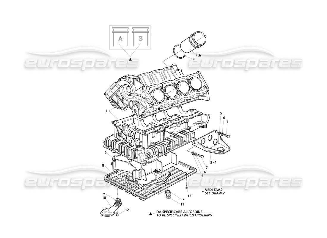 maserati qtp v8 evoluzione schéma des pièces du bloc moteur et du carter d'huile