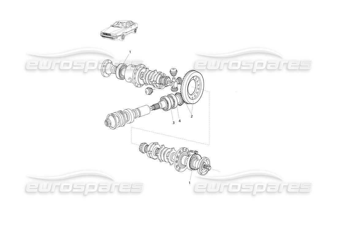 maserati qtp v8 evoluzione pièces internes du différentiel schéma des pièces