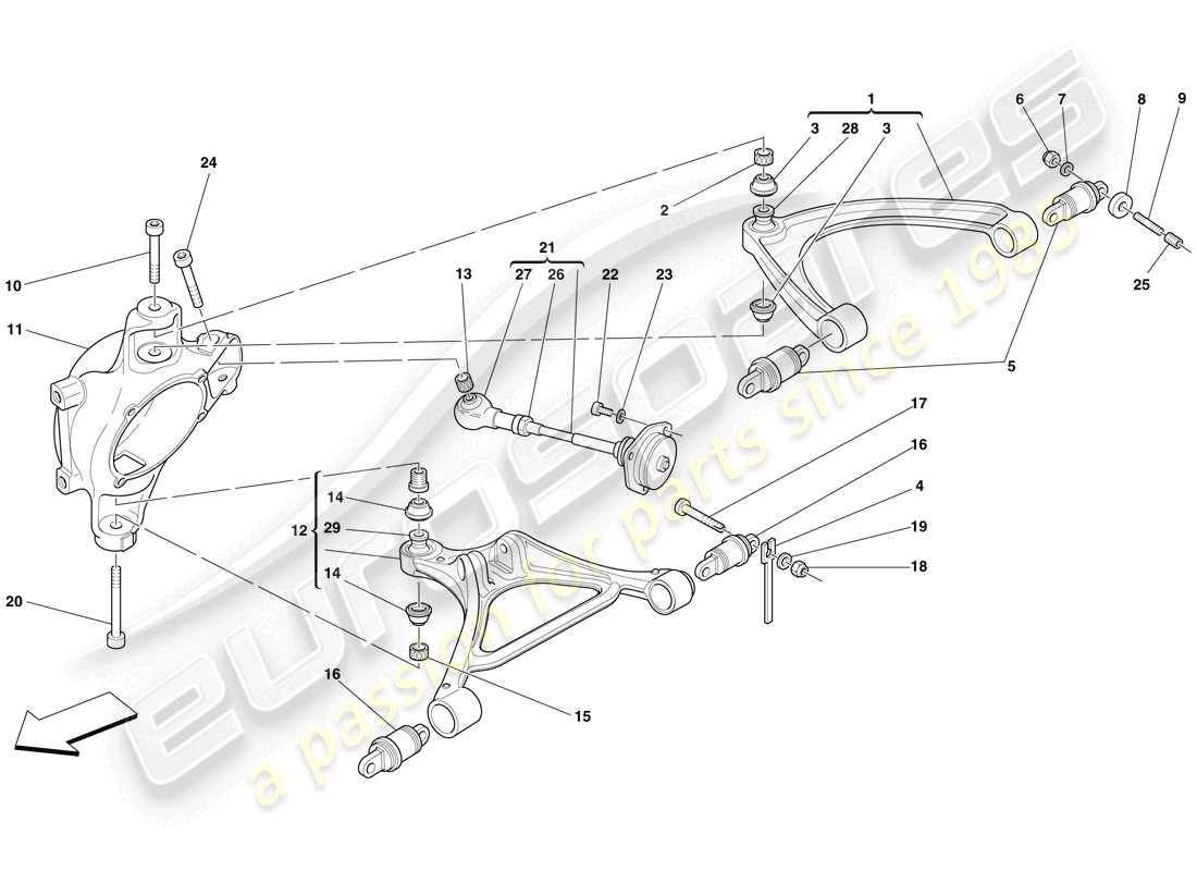 ferrari f430 spider (europe) suspension arrière - bras - schéma des pièces