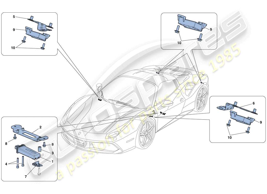 ferrari 488 spider (europe) système de surveillance de la pression des pneus schéma des pièces