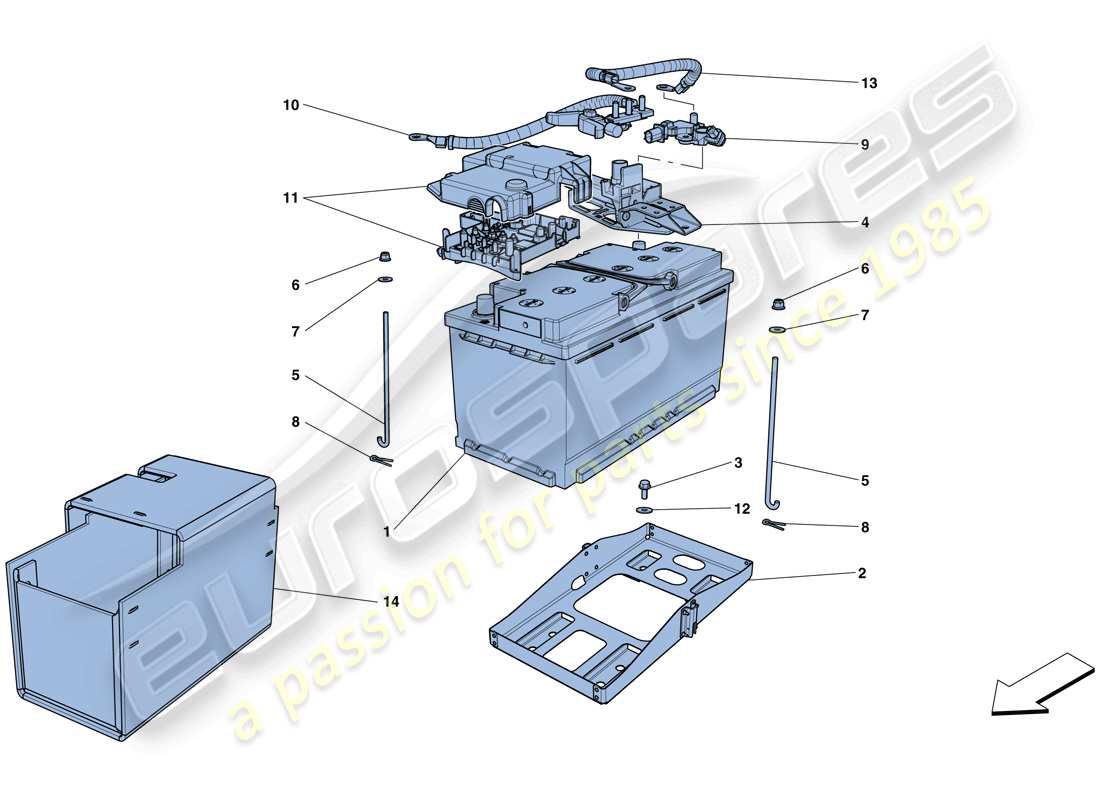 ferrari gtc4 lusso t (usa) diagramme des pièces de la batterie