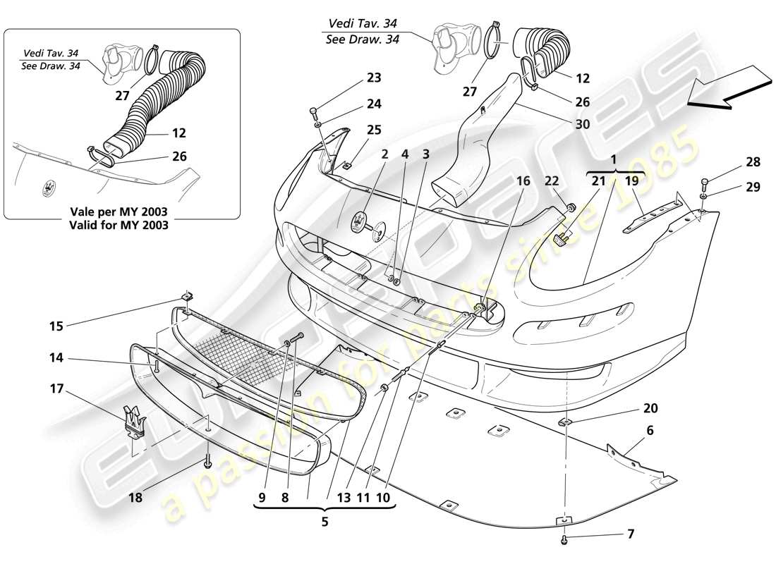 maserati trofeo roll-bar schéma des pièces