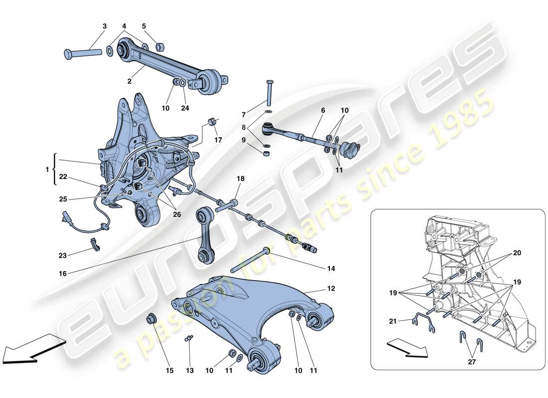 ferrari 488 spider (europe) suspension arrière - bras - schéma des pièces