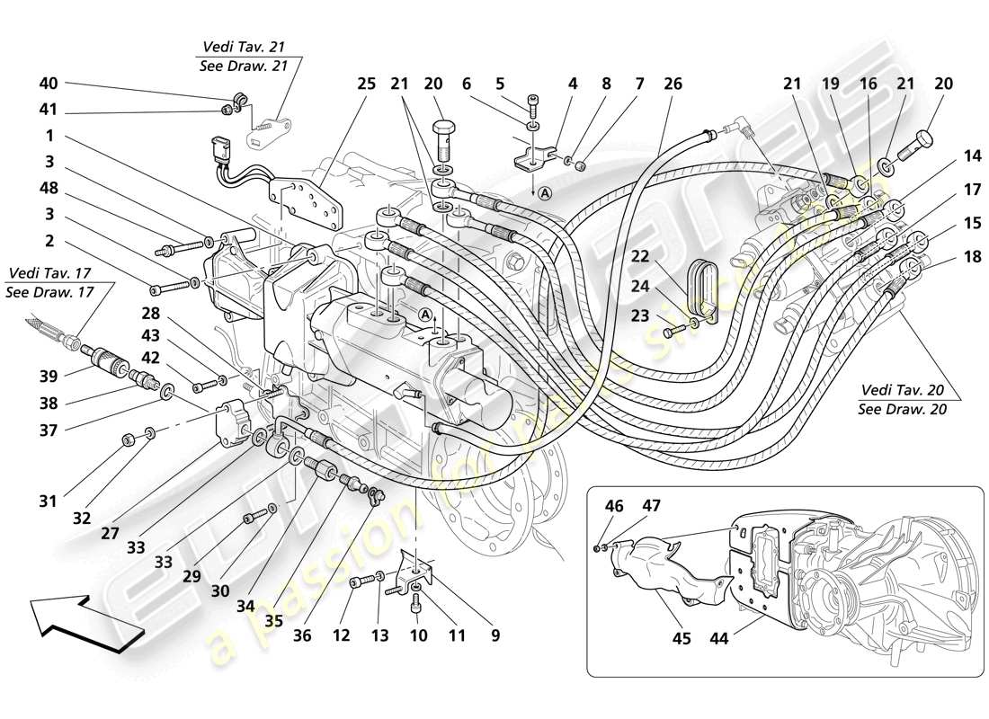 maserati trofeo commandes hydrauliques d'embrayage schéma des pièces