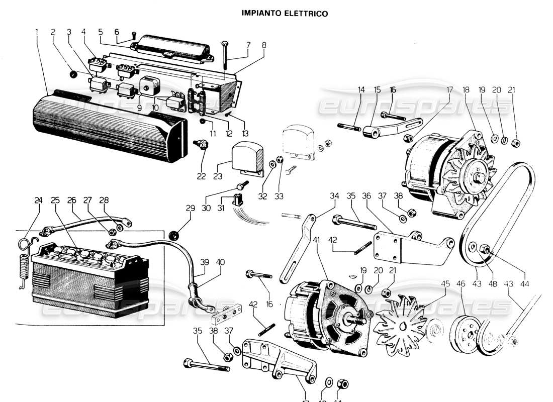 lamborghini espada alternators (0 to 1000) part diagram