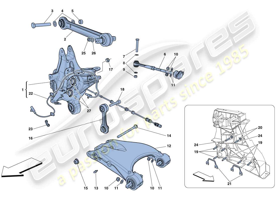ferrari 458 speciale aperta (europe) suspension arrière - bras - schéma des pièces