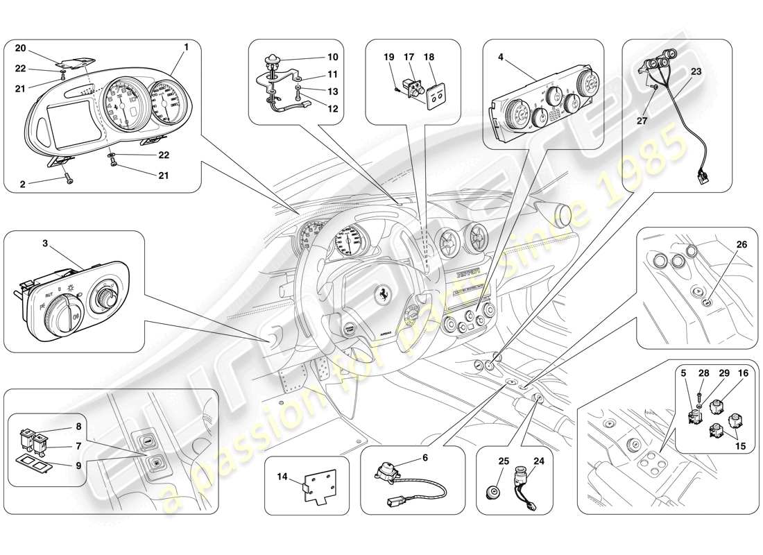 ferrari 599 sa aperta (europe) instrumentation schéma des pièces