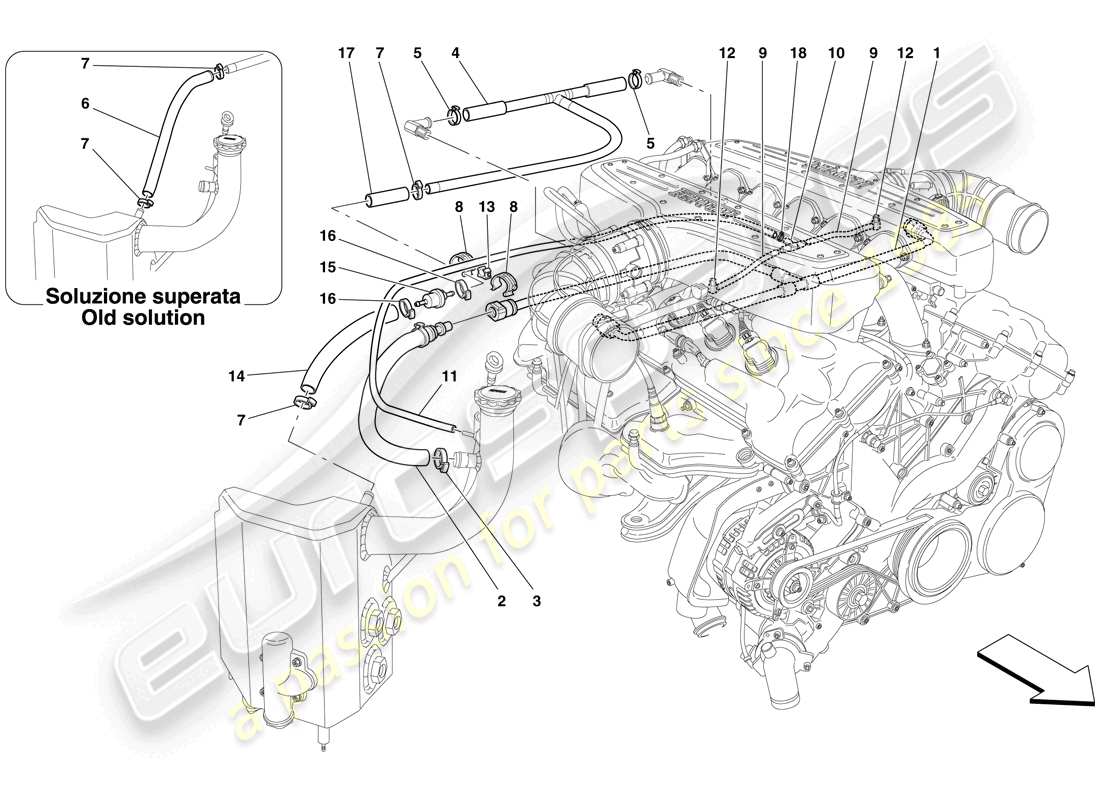 ferrari 599 gtb fiorano (europe) système de soufflage schéma des pièces