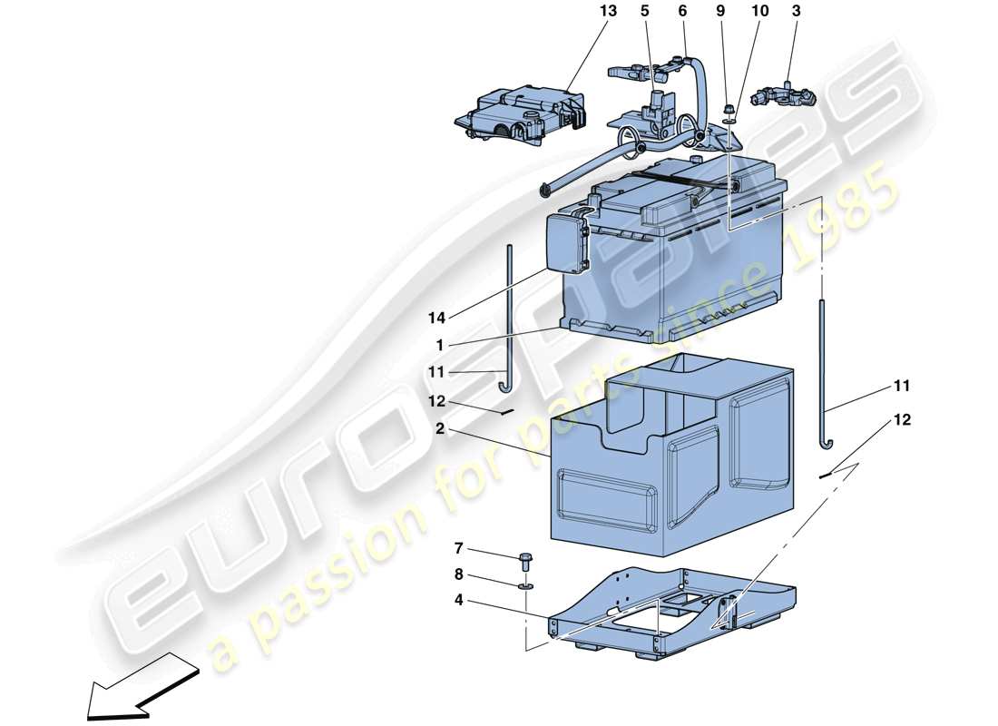 ferrari 812 superfast (rhd) diagramme des pièces de la batterie