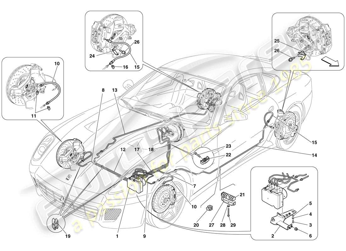 ferrari 599 gtb fiorano (usa) système de freinage schéma des pièces