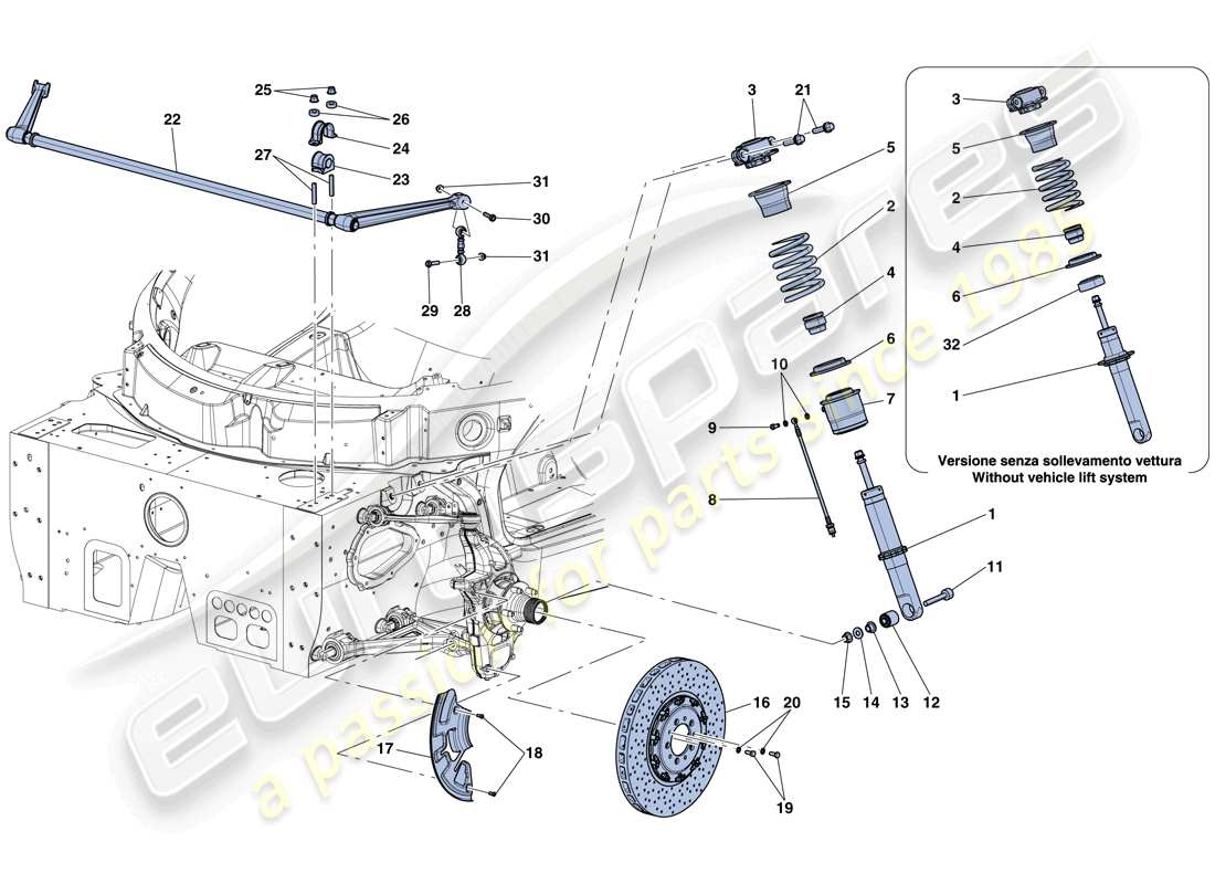 ferrari laferrari aperta (europe) suspension avant - amortisseur et disque de frein schéma des pièces