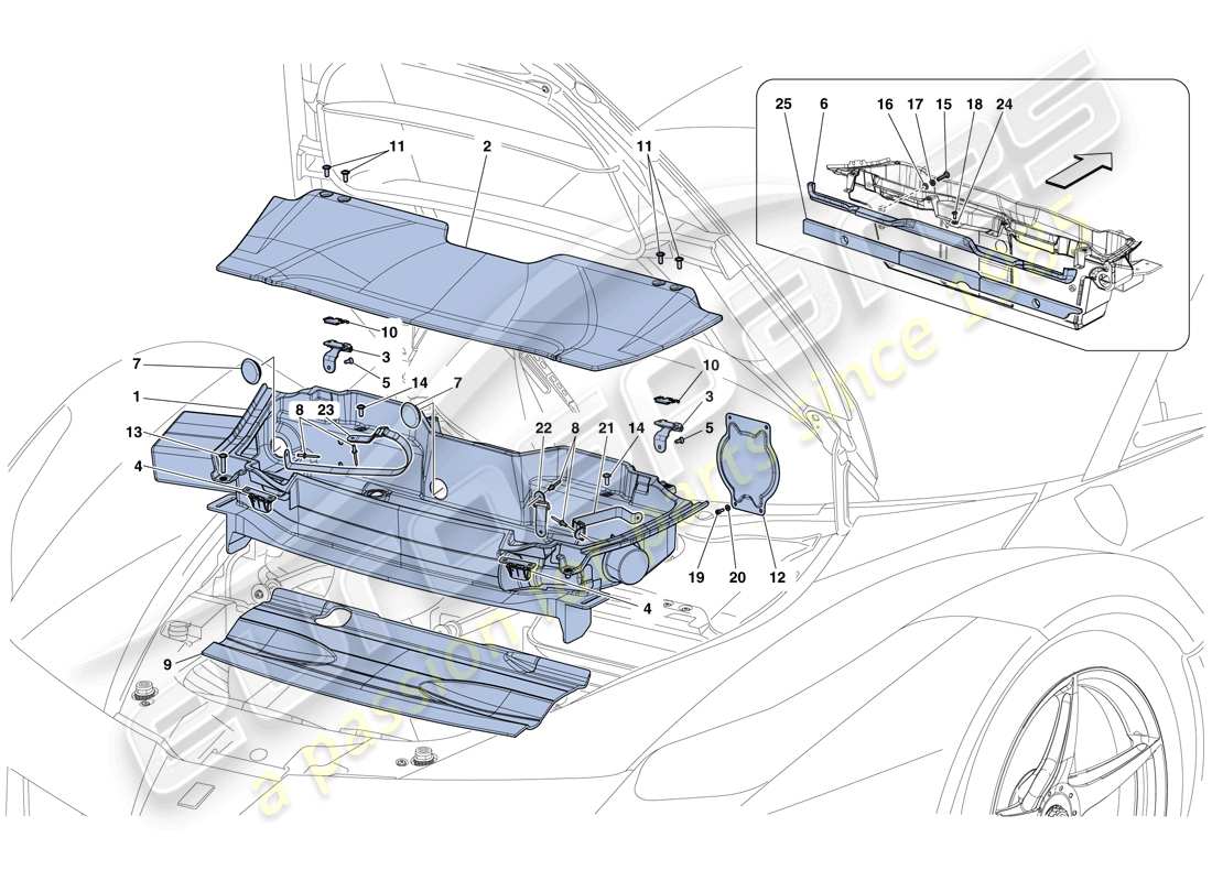 ferrari laferrari aperta (europe) schéma des pièces des tapis de coffre à bagages