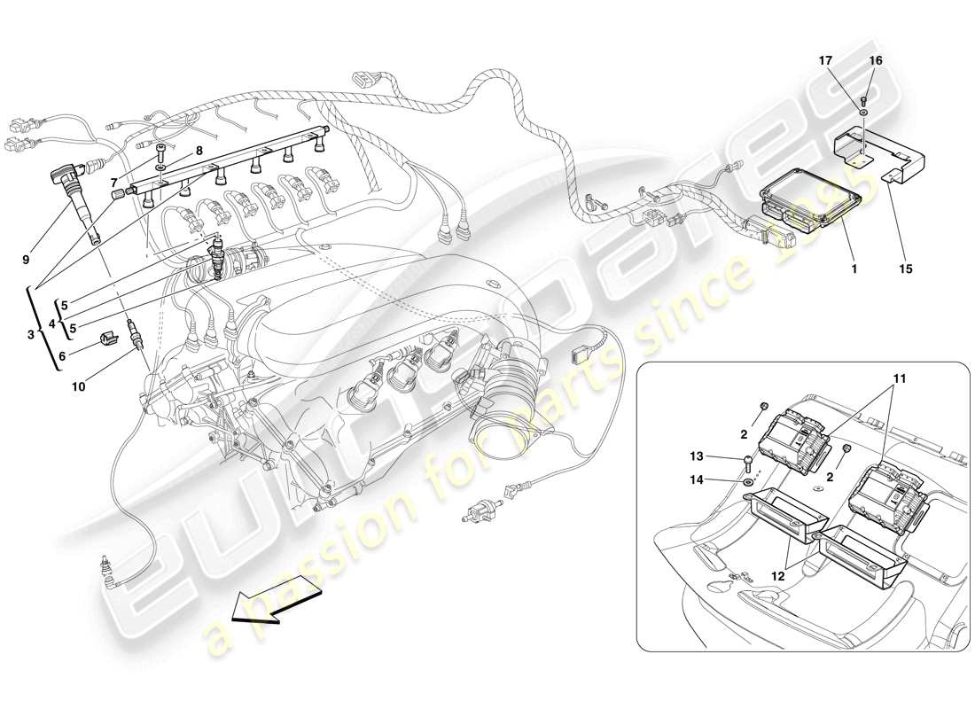 ferrari 599 sa aperta (europe) injection - système d'allumage schéma des pièces