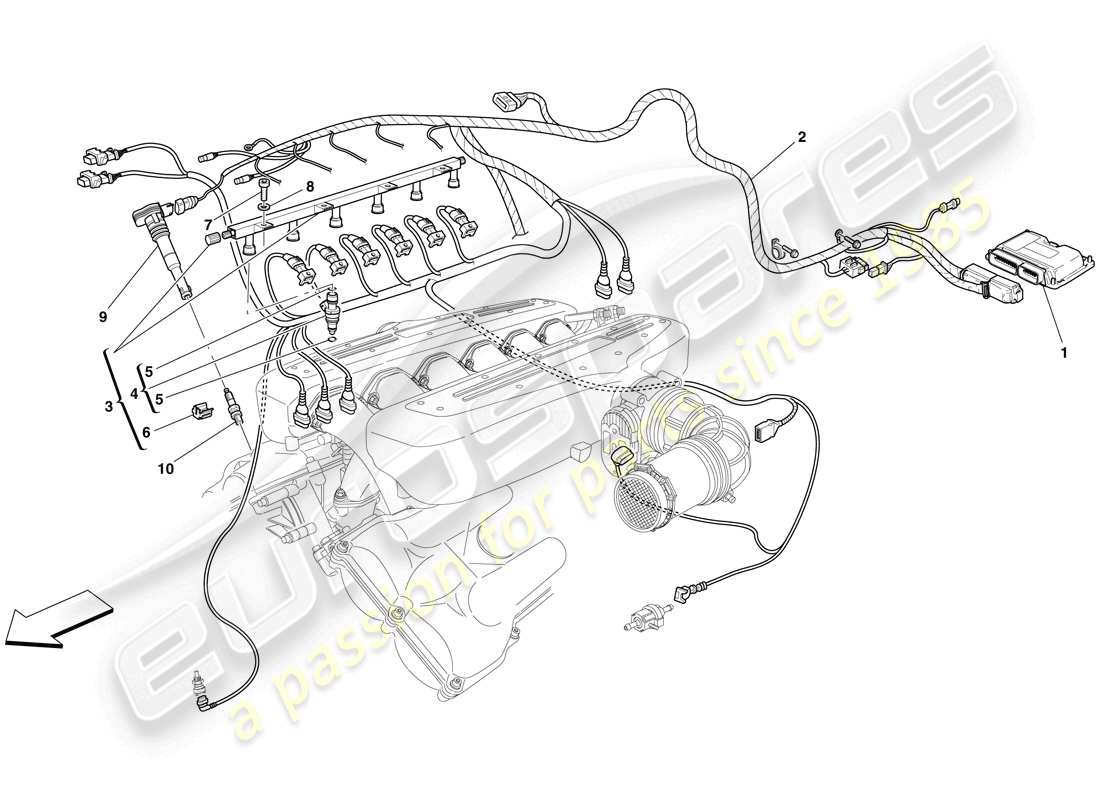 ferrari 599 gtb fiorano (usa) injection - système d'allumage schéma des pièces