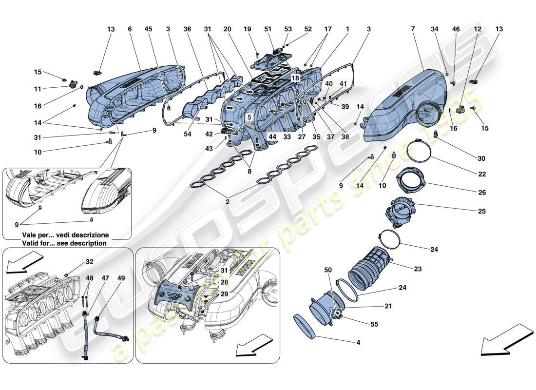 ferrari 812 superfast (europe) collecteur d'admission schéma des pièces