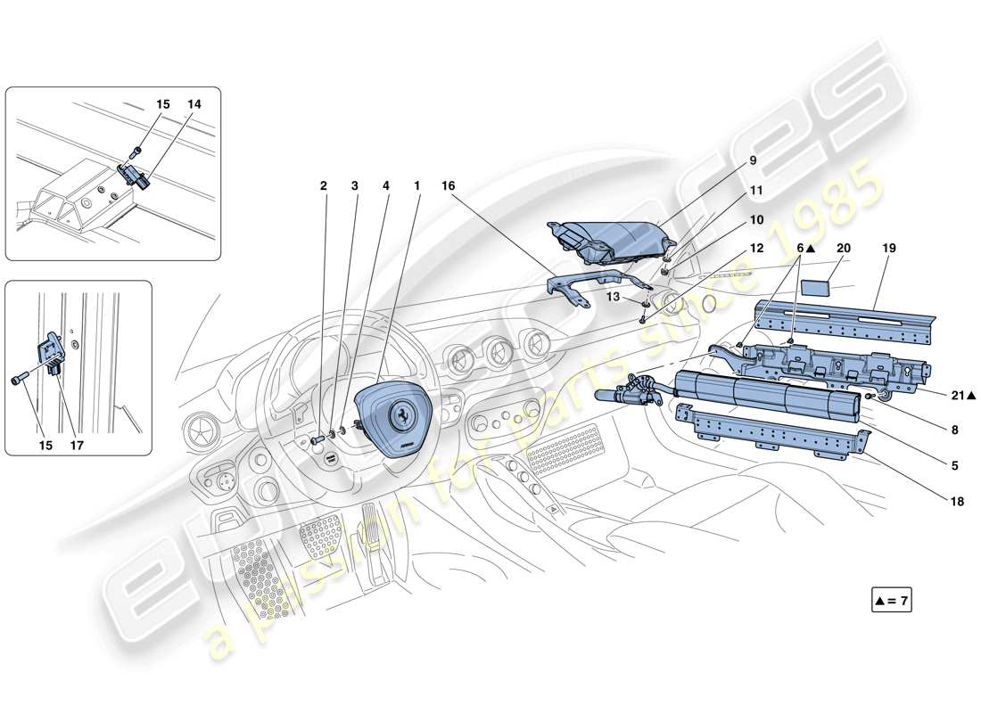 ferrari f12 berlinetta (rhd) diagramme des pièces des airbags