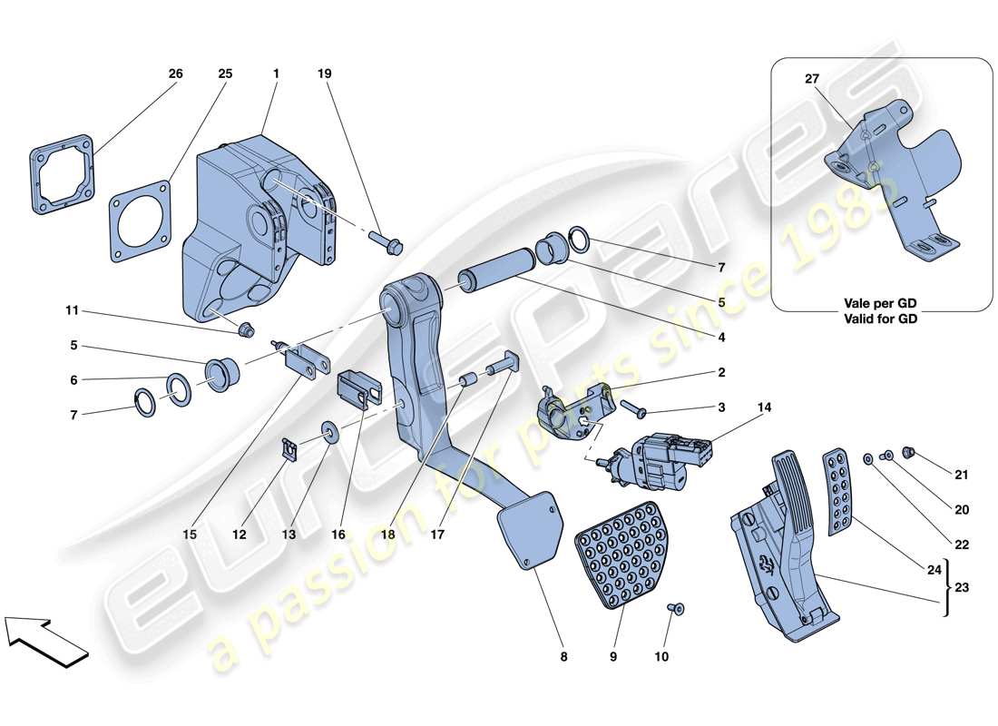 ferrari gtc4 lusso t (europe) assemblage complet du pédalier schéma des pièces