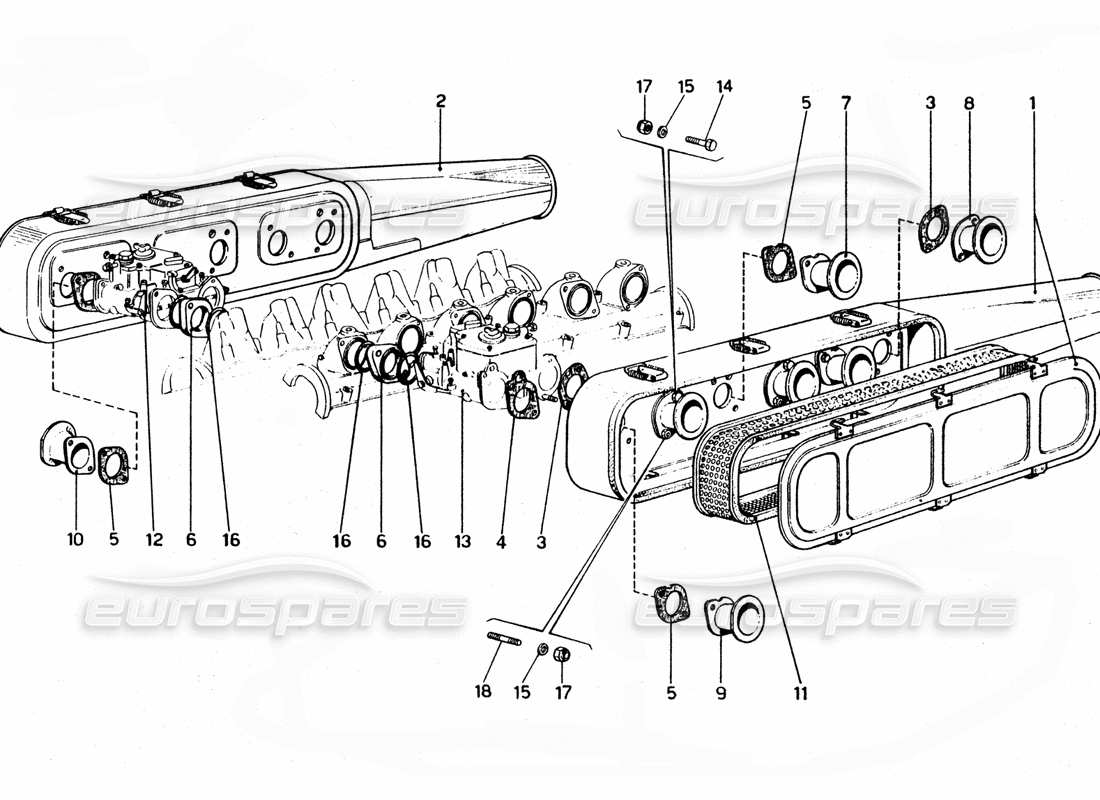 ferrari 365 gtc4 (mechanical) filtres à air - schéma des pièces de révision