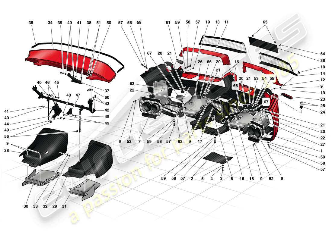 ferrari laferrari (europe) pare-choc arrière schéma des pièces