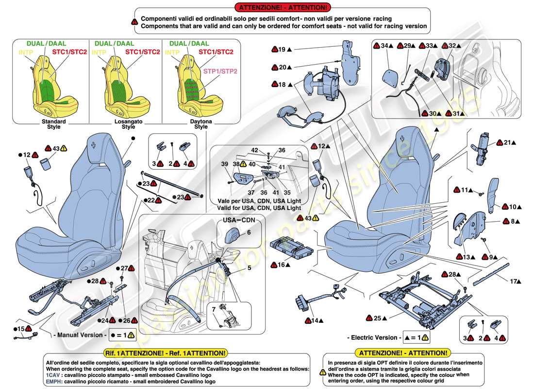 ferrari 488 gtb (usa) sièges - ceintures de sécurité, guides et réglages