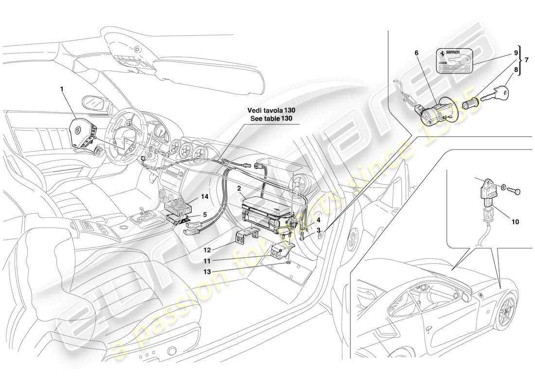 ferrari 612 sessanta (europe) schéma des pièces de l'airbag