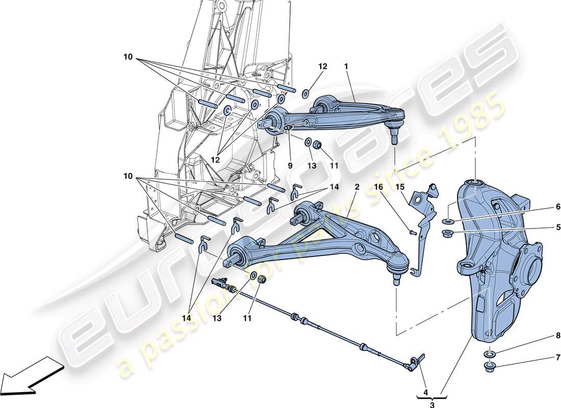 ferrari ff (rhd) suspension avant - bras - schéma des pièces