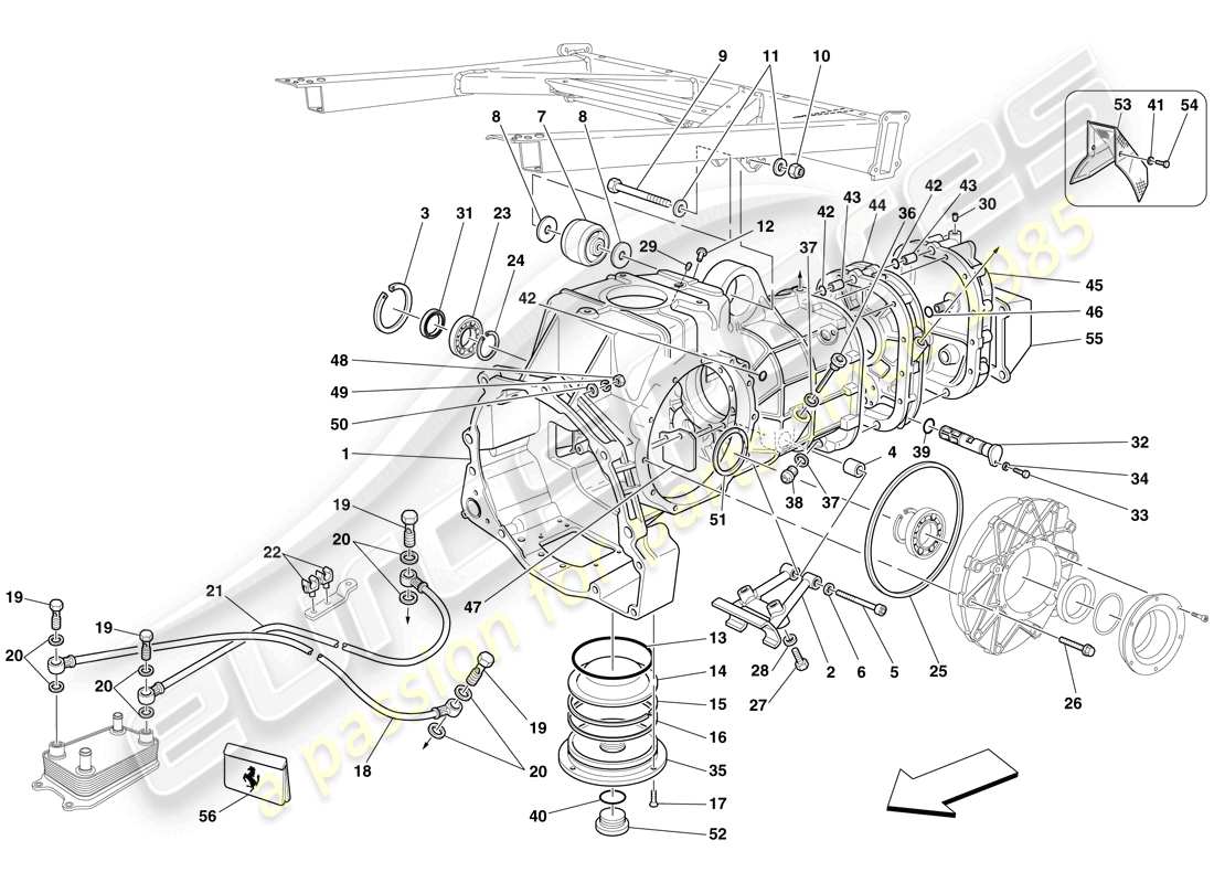 ferrari f430 scuderia (usa) boîte de vitesses - couvercles schéma des pièces