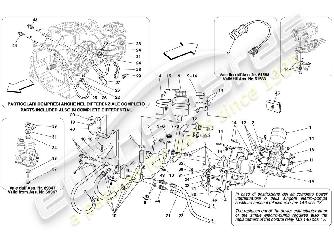 ferrari f430 spider (rhd) unité de puissance et réservoir schéma des pièces