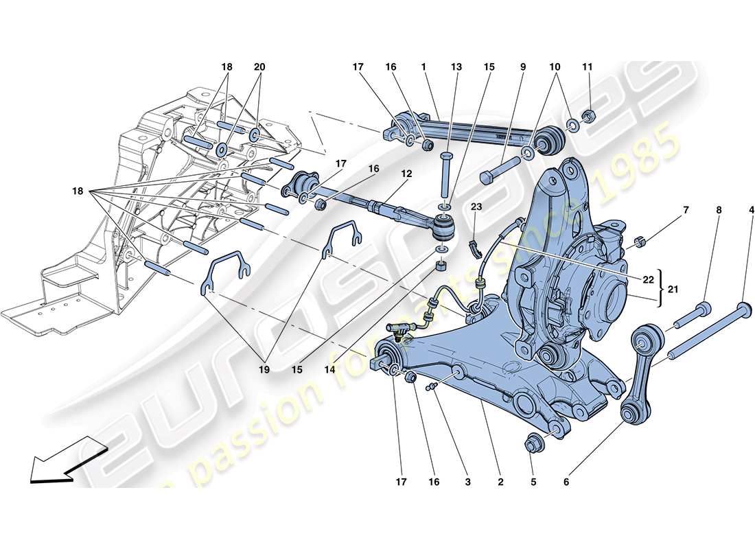 ferrari ff (rhd) suspension arrière - bras - schéma des pièces