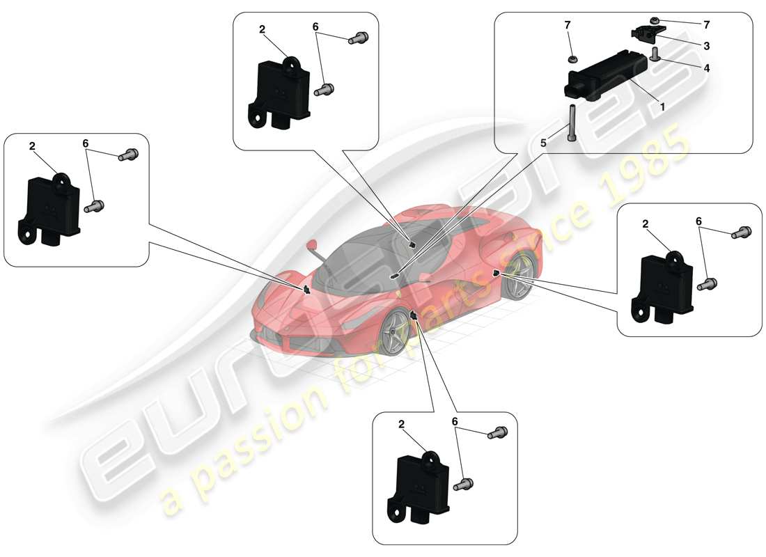 ferrari laferrari (europe) système de surveillance de la pression des pneus schéma des pièces