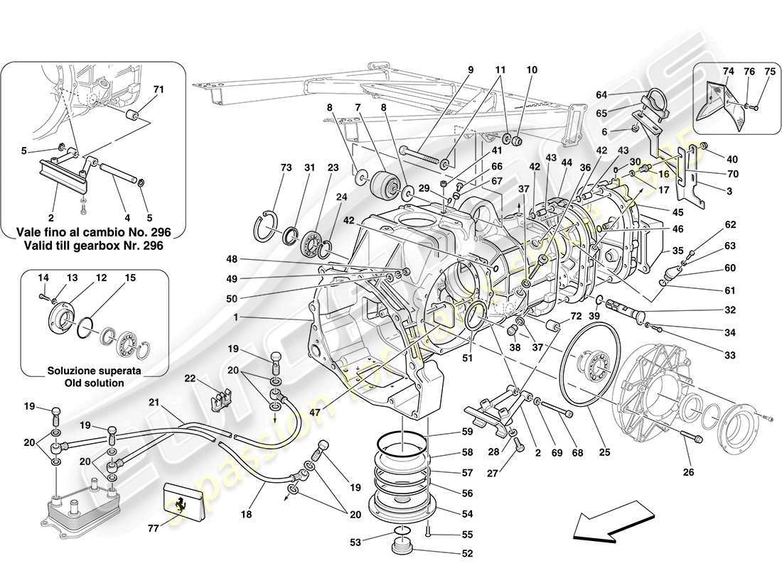 ferrari f430 coupe (europe) boîte de vitesses - couvercles schéma des pièces