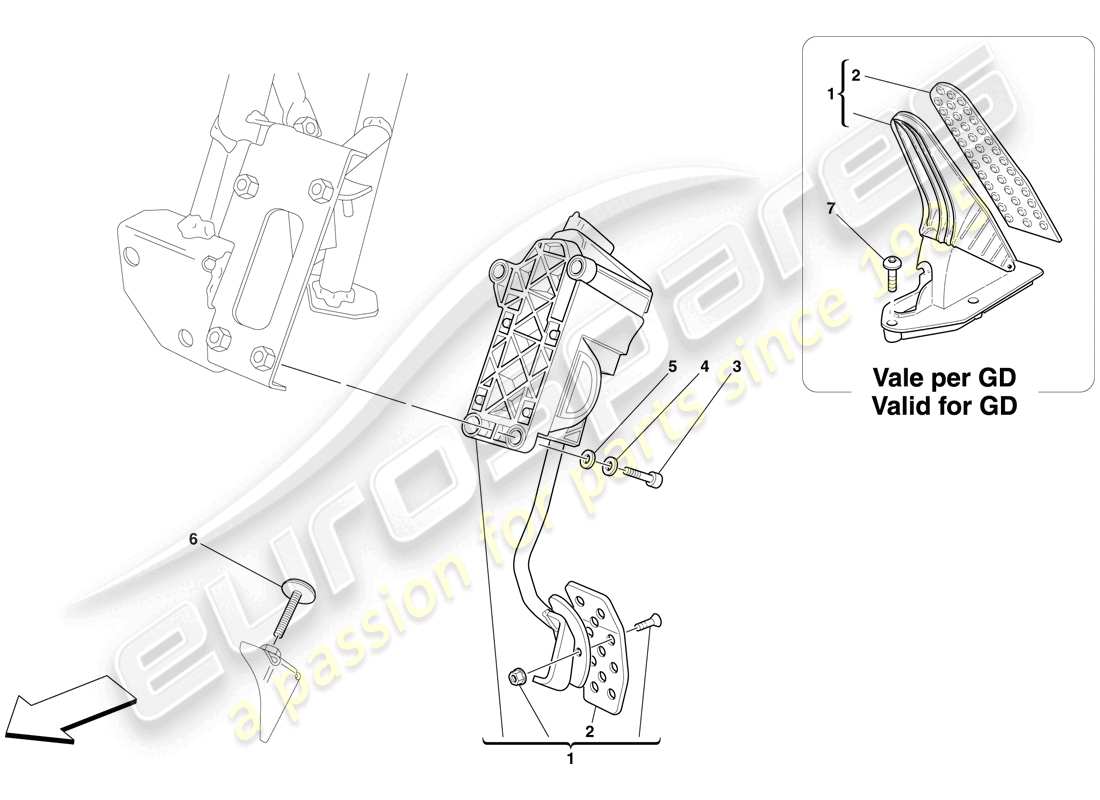 ferrari 599 gto (usa) pédale d'accélérateur électronique schéma des pièces