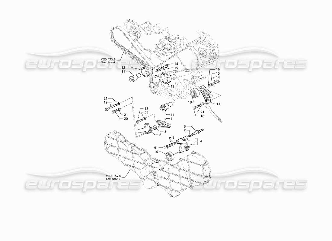 maserati qtp v8 (1998) schéma des pièces de contrôle de synchronisation