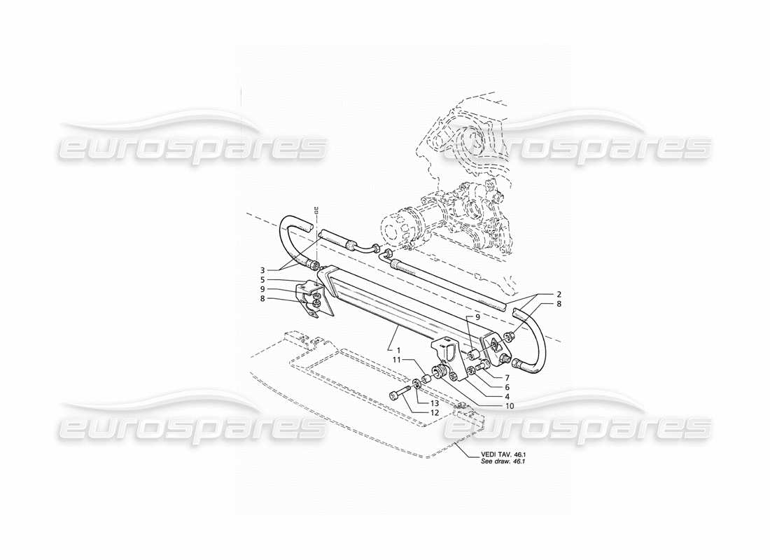 maserati qtp v6 (1996) refroidissement de l'huile moteur schéma des pièces