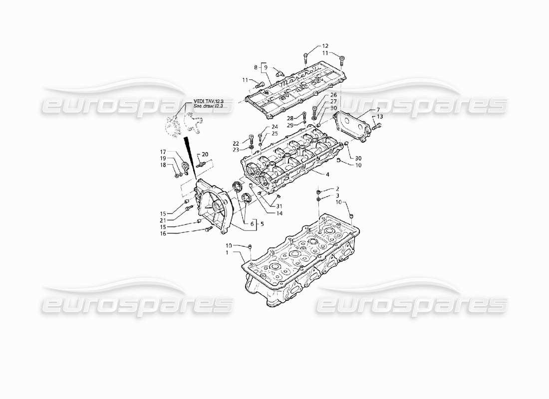 maserati qtp v8 (1998) culasses, schéma de pièces du cadre gauche