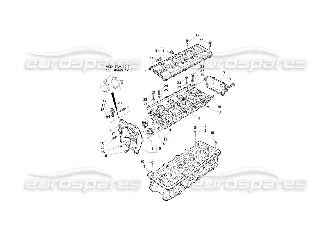 maserati qtp v8 evoluzione culasses, schéma de pièces du cadre gauche