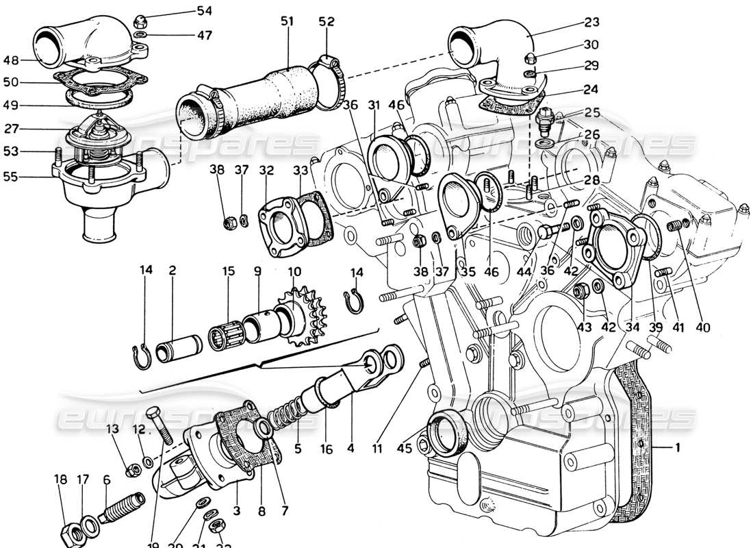 ferrari 365 gtb4 daytona (1969) diagramme de pièce de synchronisation (1974 révision)