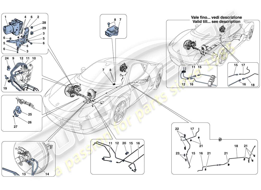 ferrari 458 italia (usa) système de freinage schéma des pièces