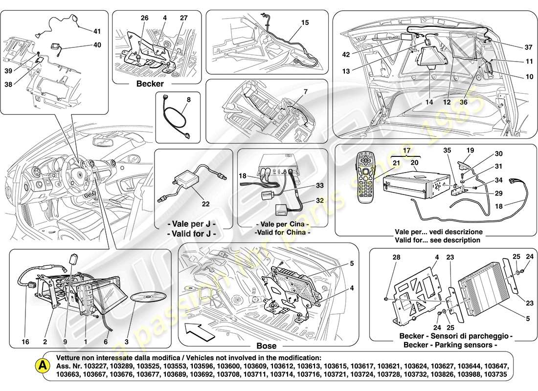 ferrari california (europe) système d'infodivertissement schéma des pièces