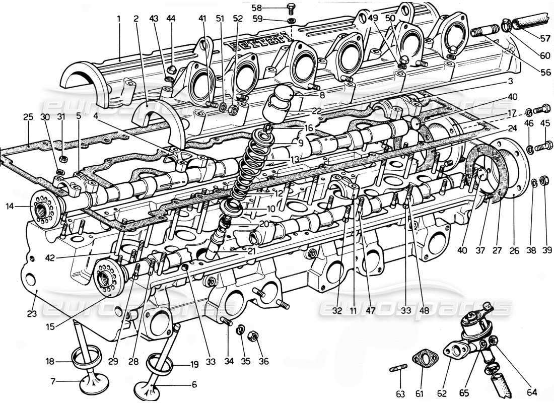 ferrari 365 gtc4 (mechanical) culasse lhs - révision schéma des pièces