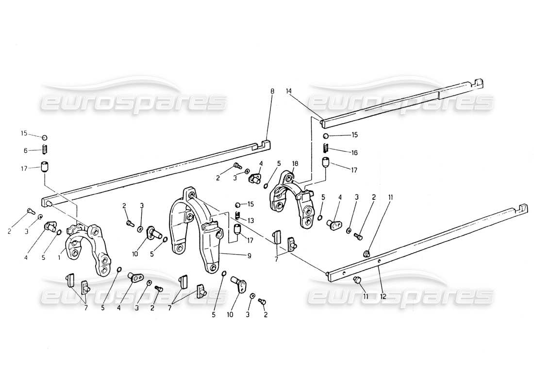 maserati 418 / 4.24v / 430 schéma des pièces de la boîte de vitesses, commandes externes zf