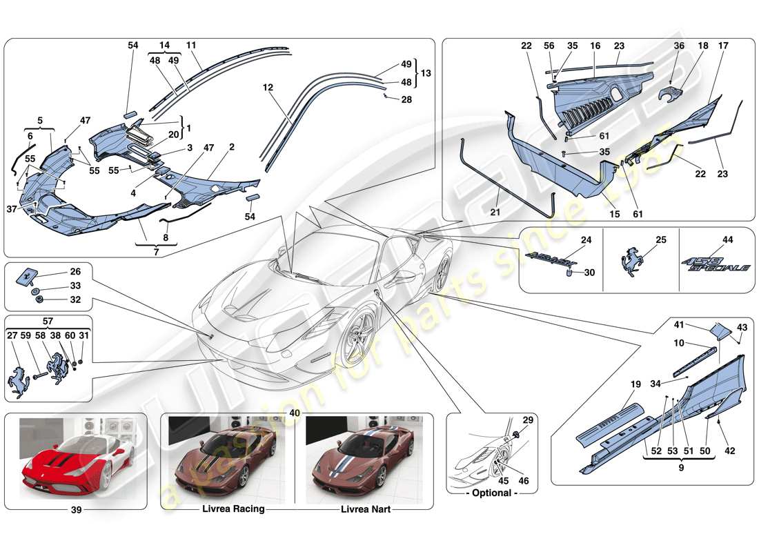 ferrari 458 speciale (usa) boucliers - garniture externe schéma des pièces