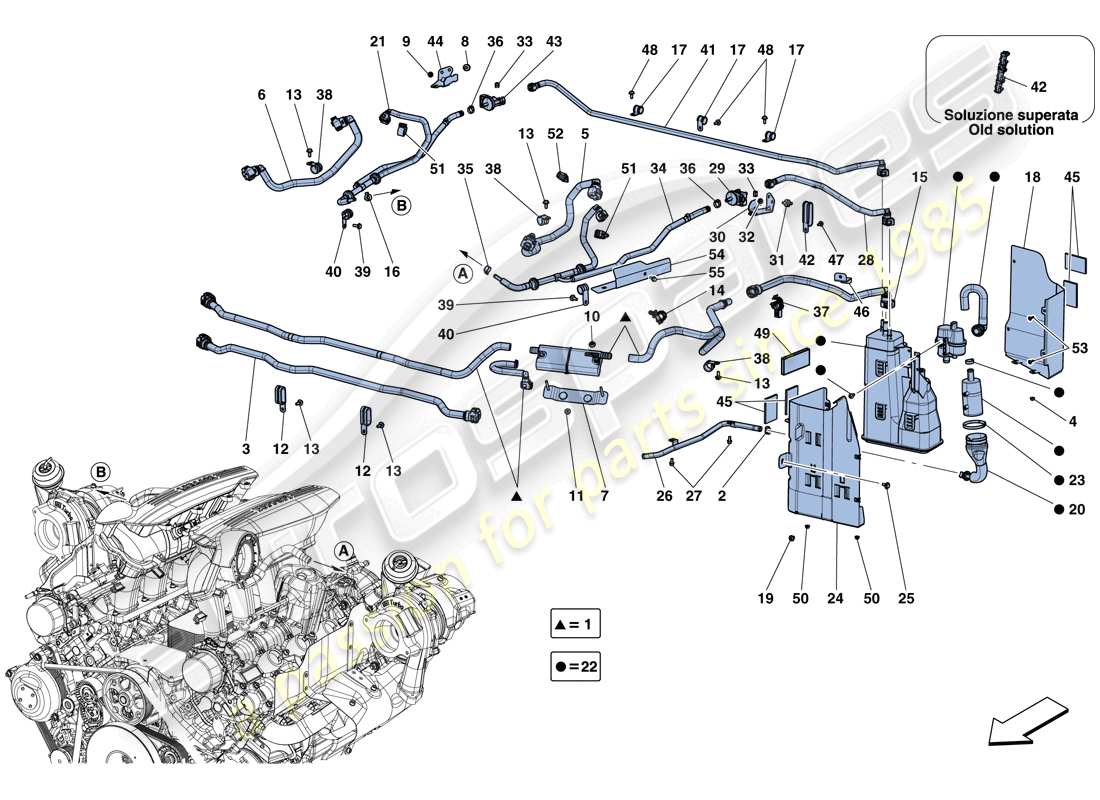 ferrari 488 gtb (europe) système de contrôle des émissions par évaporation diagramme des pièces